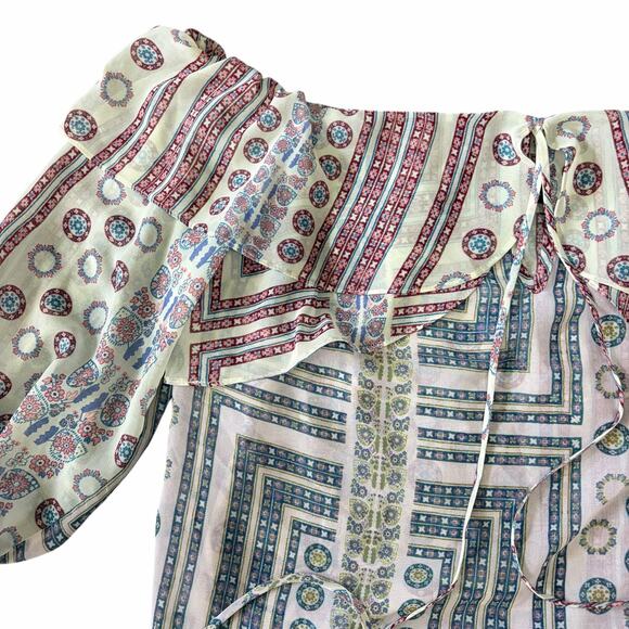 Marciano Women's Gypset Top Small Bohemian Gypsy Flowy Cold Shoulder Boho NWT - Picture 4 of 9